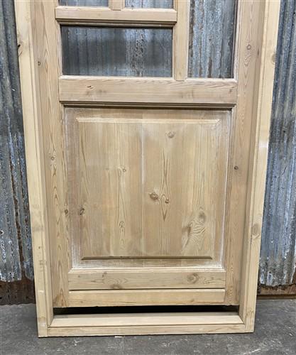 Antique French Single Door (27.5x82) Glass Pane Door with Jamb, Encased Door T12