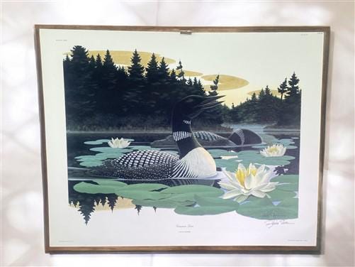 Art & Collectibles > Prints > Lithographs - Richard Sloan, Common Loon, Signed Print, 28x22, Wade Collection, Plate 29 by...