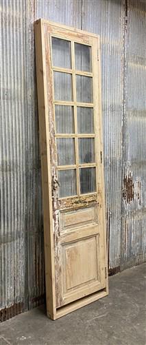 Antique French Single Door (24.75x95) Glass Pane Door with Jamb, Encased Door T1
