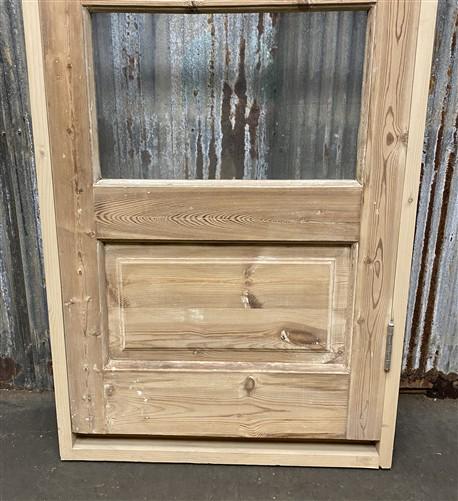 Antique French Single Door (27.5x81) Glass Pane Door with Jamb, Encased Door T31