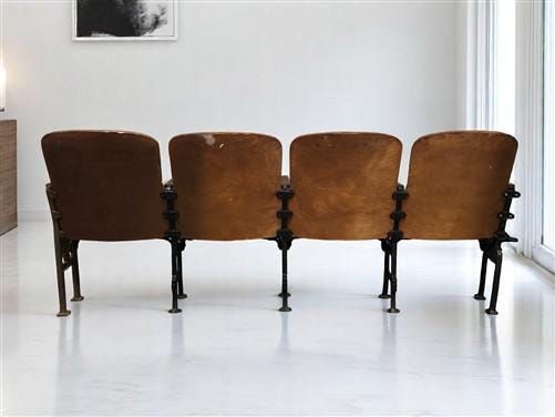 Home & Living > Furniture - 4 Vintage Wood Folding Theater Seats, Auditorium Seats, Entryway Bench, E8 by The Old Grainery