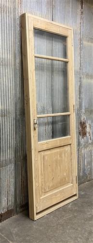 Antique French Single Door (32x93) Glass Pane Door with Jamb, Encased Door T15