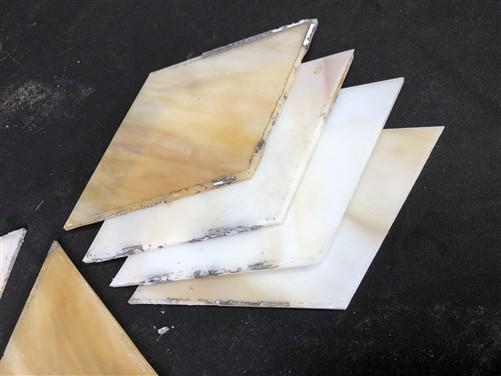 10 Stained Slag Glass Diamond Panes, Reclaimed Church Window Art Glass Pieces F