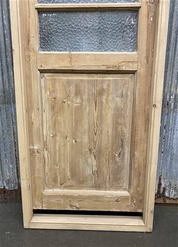 Antique French Single Door(25x83.5) Glass Pane Door with Jamb, Encased Door T22