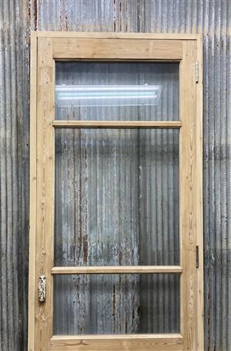 Antique French Single Door (32x93) Glass Pane Door with Jamb, Encased Door T15