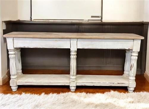 Home & Living > Furniture > Living Room Furniture > Coffee & End Tables - 72" White Sofa Table with Drawers, Coffee Table,...
