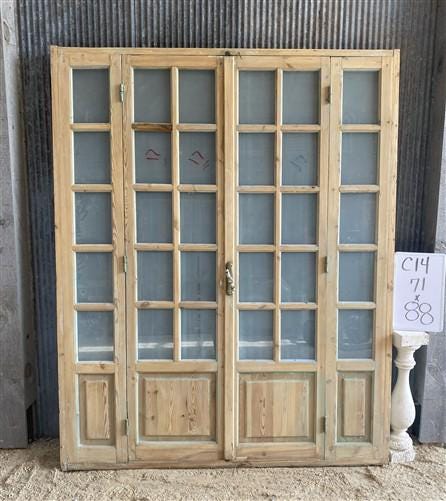 Antique French Double Doors (71x88) Frosted Glass European SideLite Jamb C14