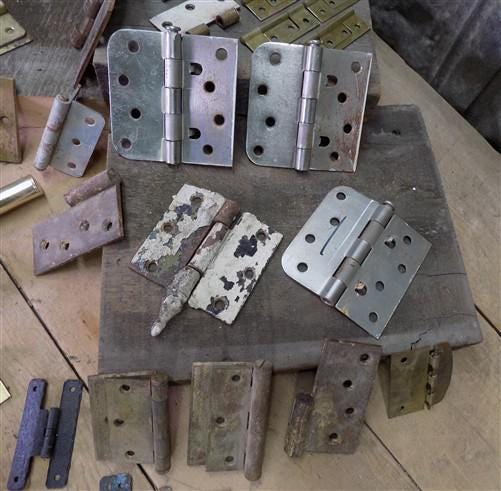 Home & Living > Home Improvement > Hinges - Hinges Door Cabinet Vintage Architectural Salvage Reclaimed Hardware Lot R by...