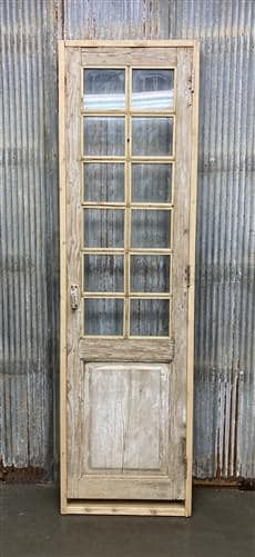 Antique French Single Door (25x91.5) Glass Pane Door with Jamb, Encased Door T21