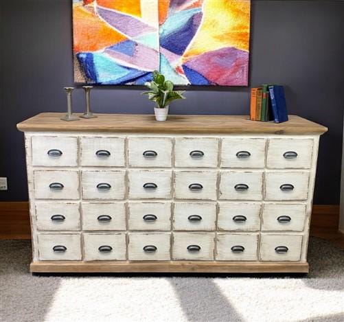 Home & Living > Furniture - 24 Drawer White Apothecary Cabinet Store Cabinet Store Display Pharmacy Cupboard by The Old Gr...