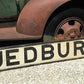 Jedburg Vintage Advertising Sign, Vintage Painted Railroad Sign, Folk Art Sign