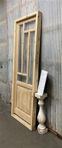 Antique French Single Door (27.5x82) Glass Pane Door with Jamb, Encased Door T57