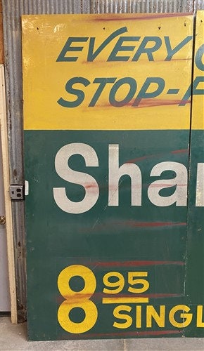Home & Living > Home Decor > Wall Decor > Wall Hangings > Signs - Vintage Shamrock Motel Sign, Triptych Wooden Sign, Adver...
