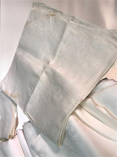 Church Table Linens, White Linen Wedding Banquet Reception Vintage Tablecloths