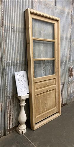 Antique French Single Door (32.5x83) Glass Pane Door with Jamb, Encased Door T54