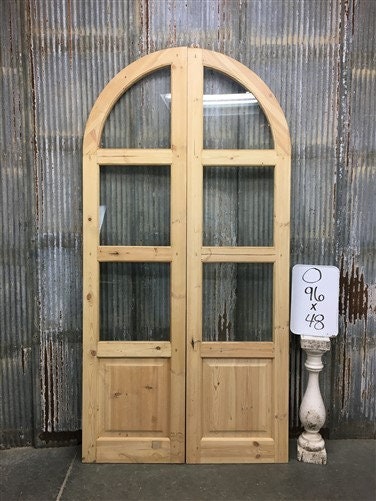 Home & Living > Home Improvement > Doors & Locks > Doors - Arched French Double Doors (48x96) 3 Pane Glass European Styled...
