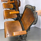 4 Wood Iron Folding Theater Seats, Auditorium Seats, Entryway Bench, D9