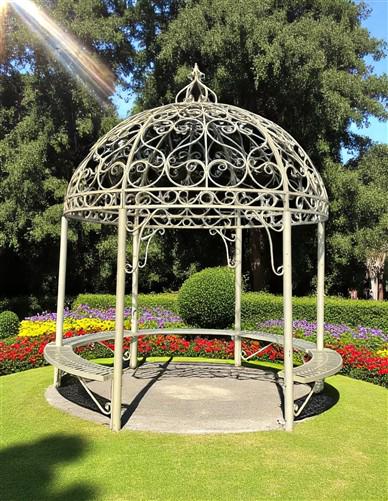 Elegant Swirl Gazebo with Bench, Dome Roof, Metal Pergola, Outdoor Patio Arbor W
