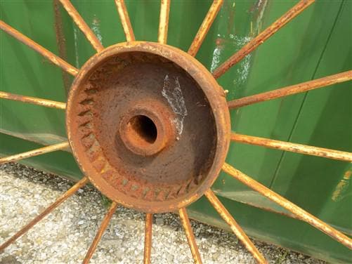 2 Cast Iron Implement Wheels, Wagon Wheel, Tractor Steel Rims, Industrial Age A