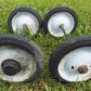 4 Vintage Metal Baby Buggy Wheels Pedal Car Garden Cart Pumpkin Wagon A47