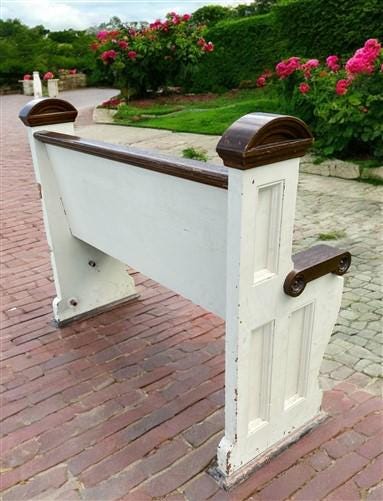 Home & Living > Furniture > Entryway & Mudroom Furniture - Vintage Wooden Church Pew, 3' 9" Porch Bench, Entry Foyer, Dini...