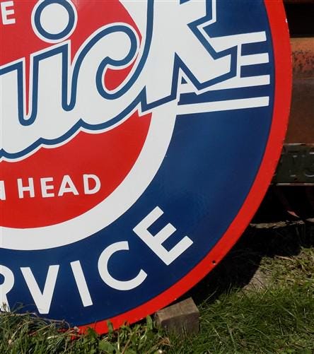 Buick Authorized Service Sign, 2 Sided Metal Porcelain Advertising Buick Sign,
