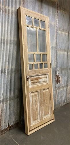 Antique French Single Door (31.5x98) Glass Pane Door with Jamb, Encased Door T55