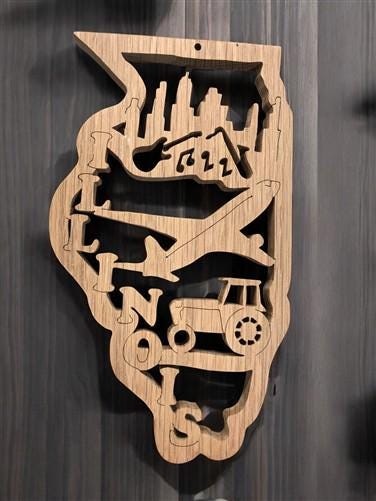 Home & Living > Home Decor > Wall Decor > Wall Hangings - Illinois Carved Wood Wall Decor, Chicago Music Plane Farm Tracto...