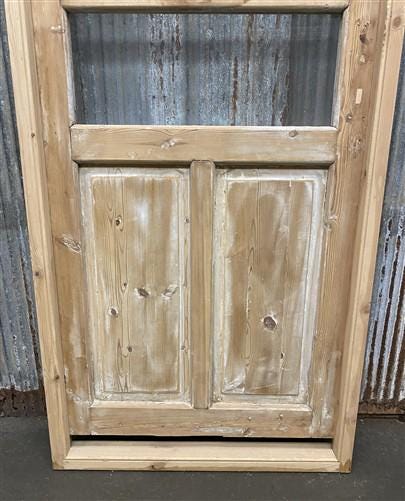 Antique French Single Door (32.5x92) Glass Pane Door with Jamb, Encased Door T46