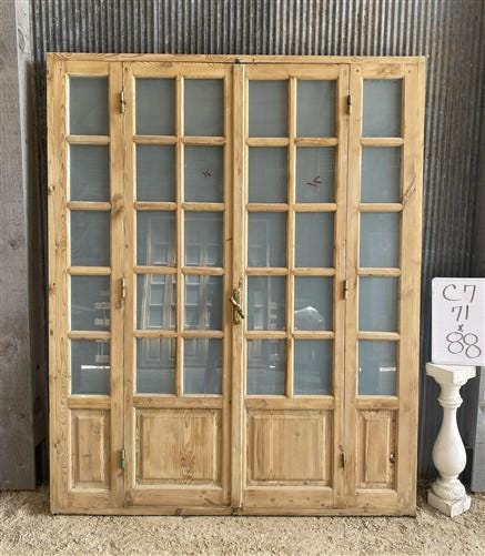 Antique French Double Doors (71x88) Frosted Glass European SideLite Jamb C7