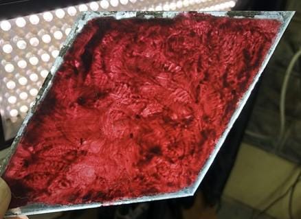 Craft Supplies & Tools > Raw Materials > Glass - Lot Painted Glass Diamond Panes, Reclaimed Church Window Red Glass Pieces...
