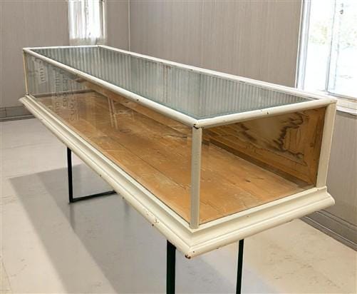 Home & Living > Home Decor > Seasonal Decor - Wood Framed Bevel Glass Case, Vintage Store Countertop Showcase, Collector C...