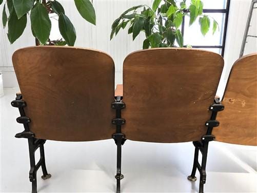 Home & Living > Furniture - 4 Vintage Wood Folding Theater Seats, Auditorium Seats, Entryway Bench, E13 by The Old Grainery