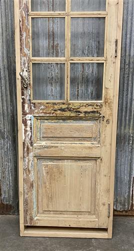 Antique French Single Door (24.75x95) Glass Pane Door with Jamb, Encased Door T1