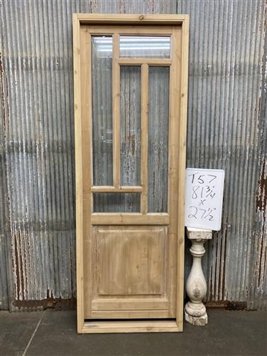 Antique French Single Door (27.5x82) Glass Pane Door with Jamb, Encased Door T57