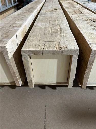 Craft Supplies & Tools > Raw Materials > Wood > Boards & Planks - Custom Faux Box Beam, Reclaimed Barn Wood, Fireplace Man...