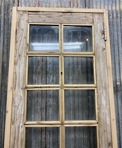 Antique French Single Door (25x91.5) Glass Pane Door with Jamb, Encased Door T21