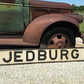 Jedburg Vintage Advertising Sign, Vintage Painted Railroad Sign, Folk Art Sign