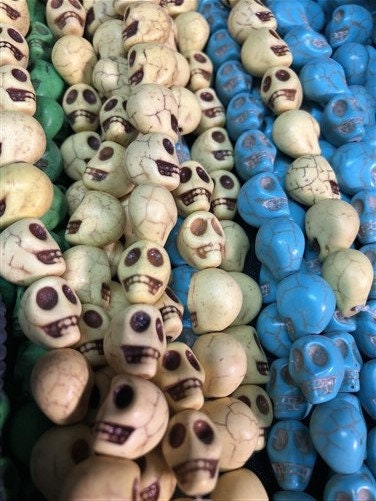 Craft Supplies & Tools > Beads, Gems & Cabochons > Beads - 3D Skull Beads Multi Colors, Gothic Halloween Jewelry Making Cr...