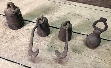 Craft Supplies & Tools > Tools & Equipment > Tool Parts & Accessories - Round Hanging Cast Iron Scale Weights Vintage Fair...