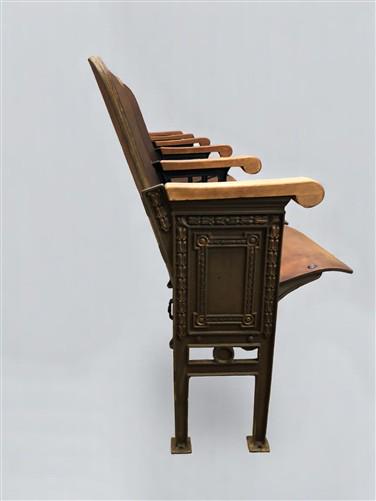 Home & Living > Furniture - 5 Vintage Wood Folding Theater Seats, Auditorium Seats, Entryway Bench, E14 by The Old Grainery