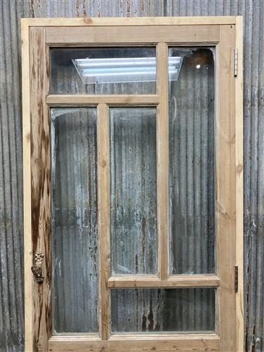 Antique French Single Door (33x81) Glass Pane Door with Jamb, Encased Door T44