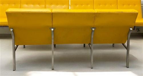 Home & Living > Furniture > Living Room Furniture > Couches & Loveseats - 3 Yellow Vinyl Sofas, Vintage 60s 70s Davenport...