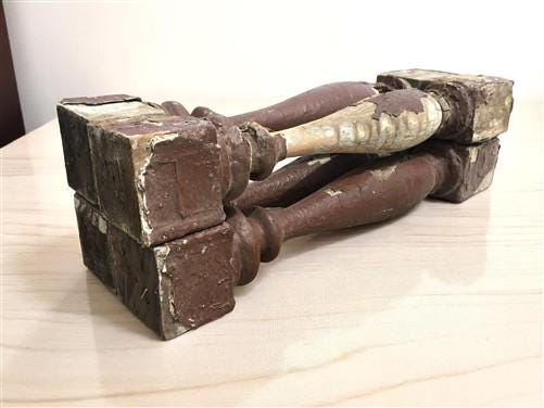Home & Living > Home Decor > Home Accents - 4 Vintage Brown Wood Balusters, Reclaimed Spindles, Architectural Salvage, O b...