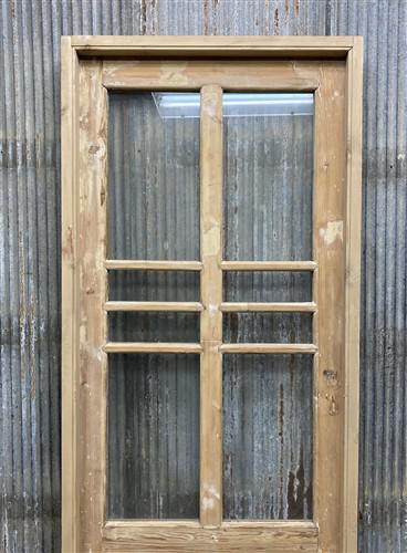 Antique French Single Door (32.5x83) Glass Pane Door with Jamb, Encased Door T11