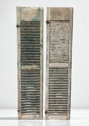 Antique Farmhouse Shutters, Wood Door Window Shutter, Architectural Salvage A69