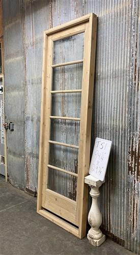 Antique French Single Door (29x94.5) Glass Pane Door with Jamb, Encased Door T51