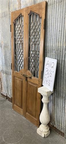 Vintage Indian Garden Gates, Carved Teak Metal Doors, Architectural Salvage A112