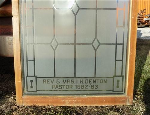 Etched Frosted Clear Glass Vintage Church Window, Architectural Art Glass, C