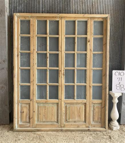 Antique French Double Doors (71x88) Frosted Glass European SideLite Jamb C10